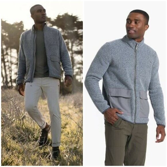 VUORI Idyllwild Full Zip Sherpa Jacket ~ Heather Grey Large L NWT